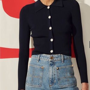 Sandro cropped cardigan with contrast buttons